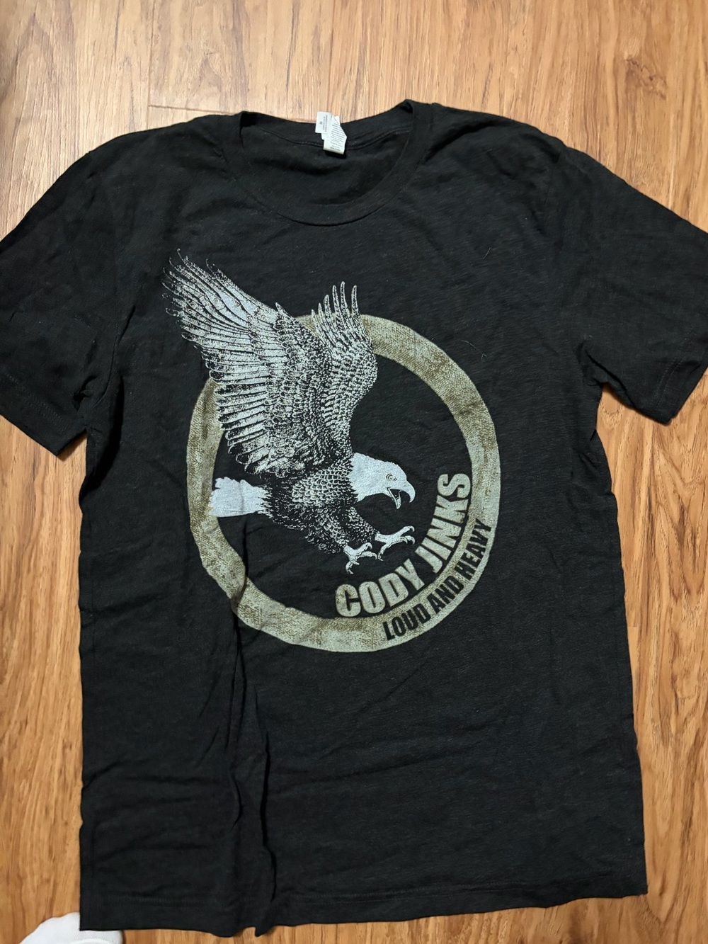 Black Eagle Graphic Tee with Distressed Circular Print